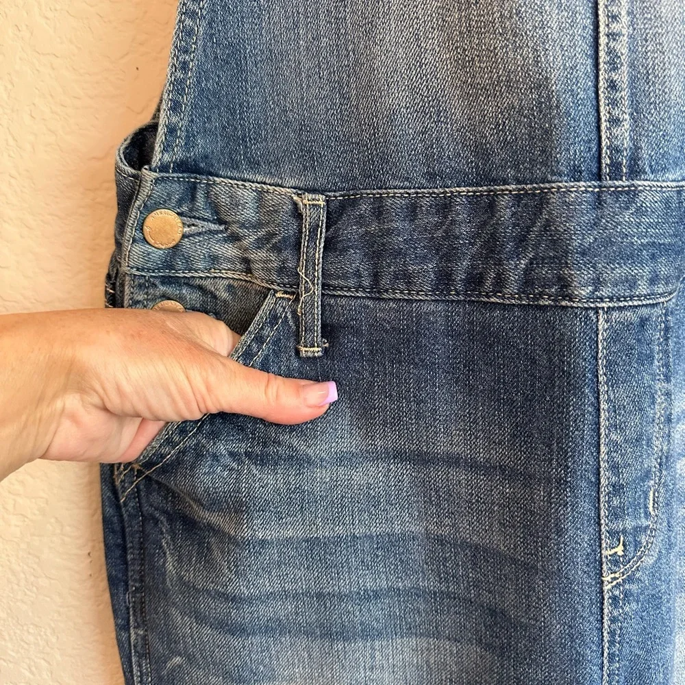 American Rag Cie Distressed Blue Wash Denim Jean Overalls Jr Size 3 Country Boho - Picture 5 of 10